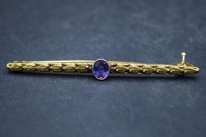 Broche barette en or jaune 18k (750) ouvragé...