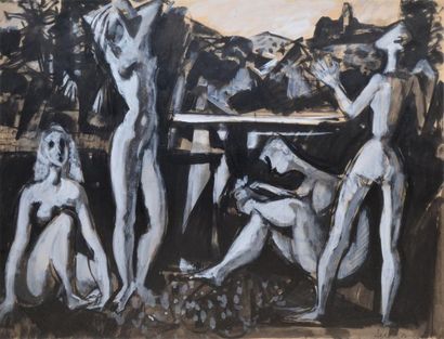 Jean AUJAME
La baignade Lavis d'encre noire...