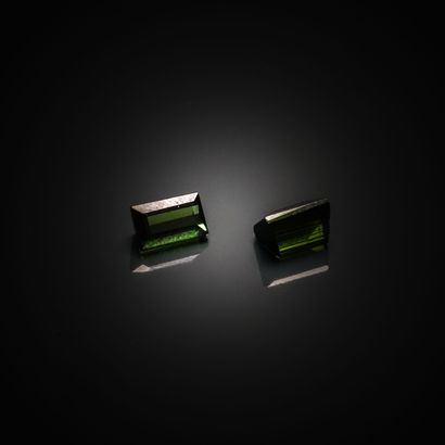 Appairage de tourmalines vertes rectangulaires...