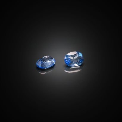 Appairage de topazes bleues Swiss ovales...
