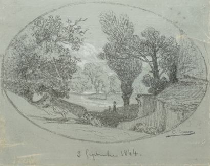 DAMOUR Charles, 1813-1860, 
Paysage, 3 septembre...