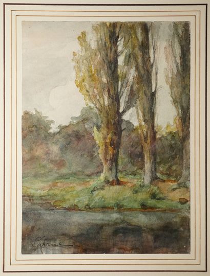LARRUE Guillaume, 1851-1935, 
Arbres en bord...