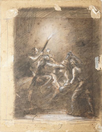 ÉCOLE FRANÇAISE DU XIXe siècle, 
Scène d'assassinat...