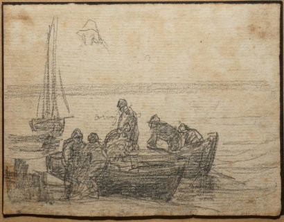BOUDIN Eugène, 1824-1898, 
Barques de pêcheurs...