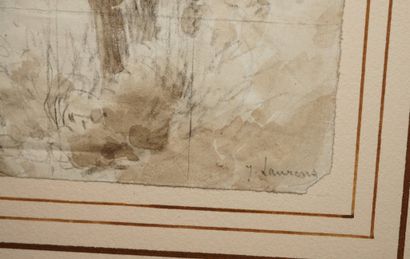 LAURENS Jules, 1825-1901, 
Paysage aux arbres,...