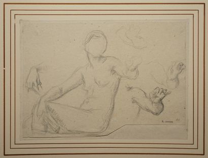 LEHMANN Henri, 1814-1882, 
Nu assis de profil...
