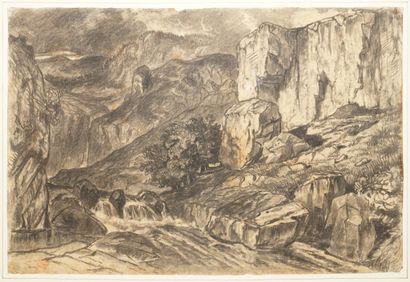 HUET Paul, 1803-1869, 
Torrent en Auvergne,...