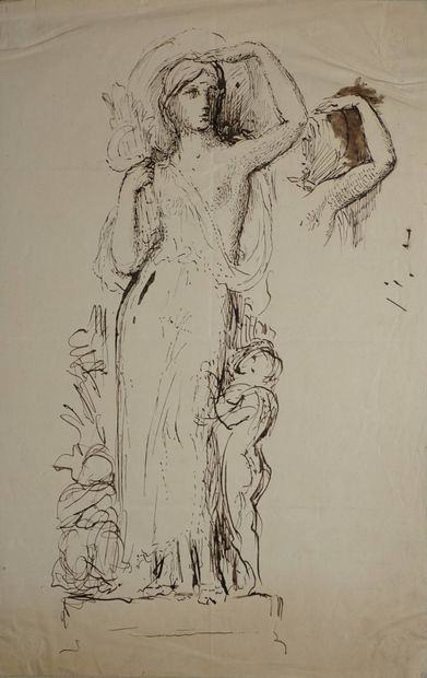 CHAPU Henri, attribué à, 
L'été,
Plume et...