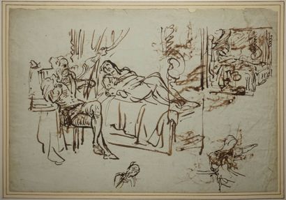 ÉCOLE ROMANTIQUE DU XIXe siècle, 
Homme assis...