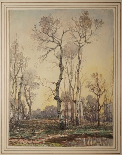 HARPIGNIES Henri Joseph, 1819-1916, 
Arbres...