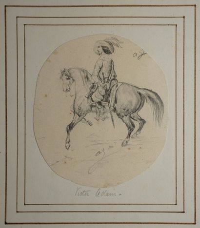 ADAM Victor, attribué à, 
Cavalier, dessin...