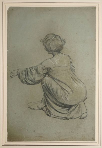 ANONYME FIN XIXe DÉBUT XXe, 
Femme accroupie...