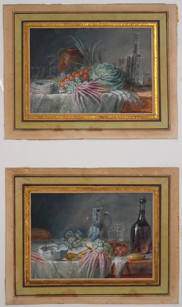 LELONG Paul (1799-1846)
Deux natures mortes
Gouache...