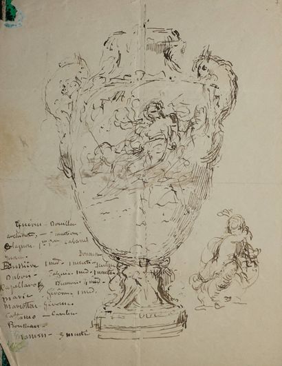 CHAPU Henri, attribué à, 
Étude décor pour...