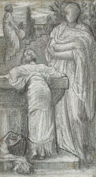 ANONYME XIXe siècle, 
Jeune fille drapée...