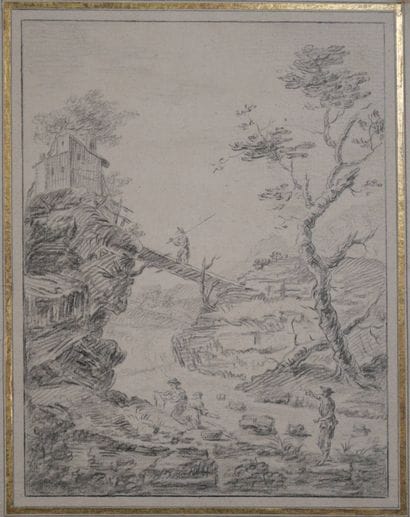 Attribué à DESFRICHES, Aignan (1715-1800)
Paysage...