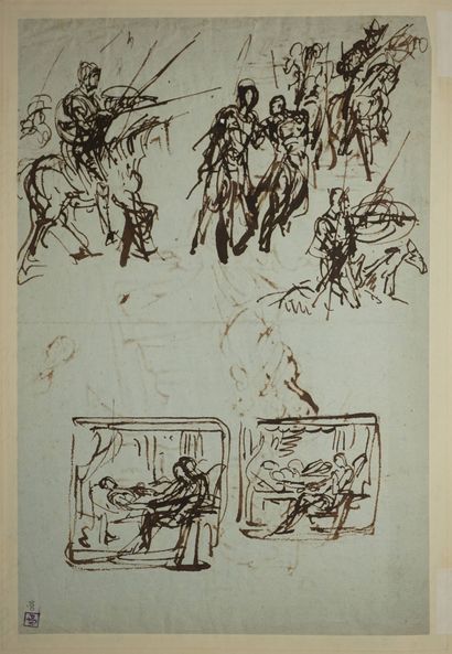 ÉCOLE ROMANTIQUE DU XIXe siècle, 
Homme assis...