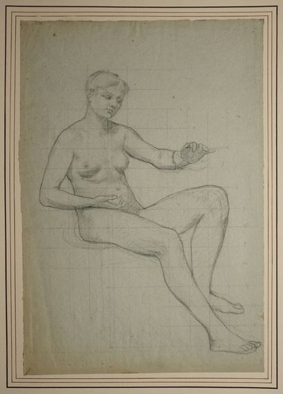 DAUBAN Jules Joseph, attribué à, 
Nu assis...