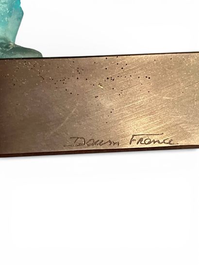 DAUM France - Sujet en pâte de cristal turquoise...