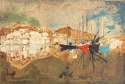 ECOLE MODERNE 
Le port 
Lithographie en couleurs,...