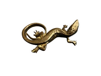Ecole moderne,
Lézard en bronze à patine...