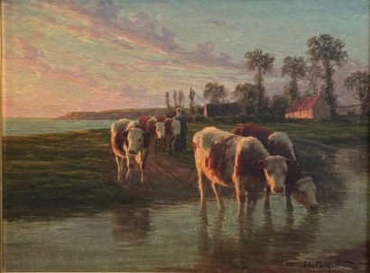 PLANQUETTE Félix (1873-1964)
Vaches s’abreuvant...
