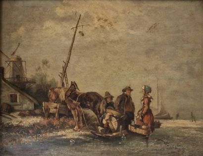 ROSENBOOM F (XIX) 
Paysans en bord de mer,...