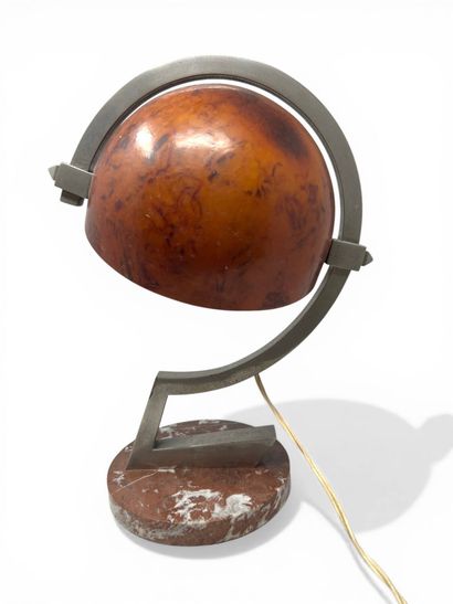 Lampe à poser, socle rond en marbre, cache...