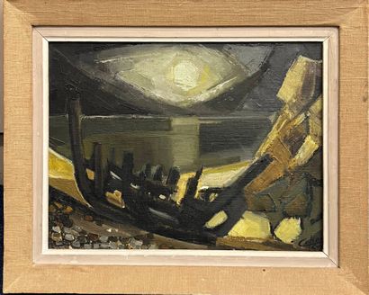 COLSON Guy (XX) 
Boat wreck in the moonlight
Oil...