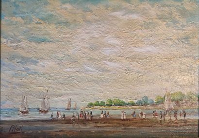 PILATI F.(1948) 
Bord de mer 
Huile sur panneau,...