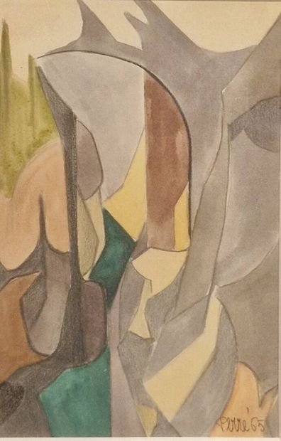 PERRÉ Danièle (1924-2009)
Composition, 1965
Aquarelle,...