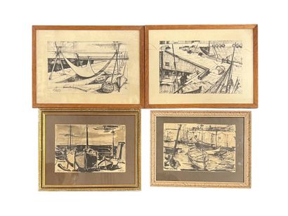 COLSON Guy (XX)
Marines et vues de port,
quatre...