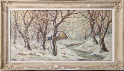 MODERN SCHOOL
Snowy Landscape
Oil on panel,...