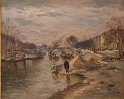 BALLIN Léon (XIX-XX)
Quay in Paris
Oil on...