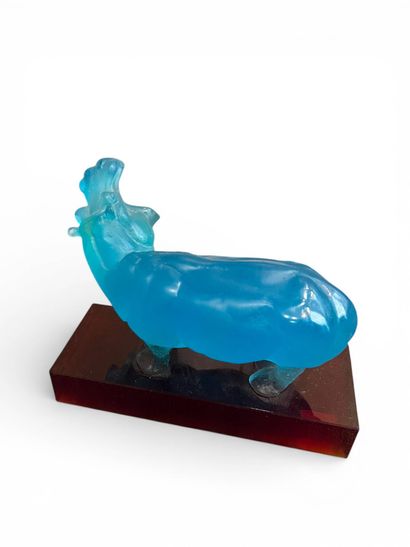 DAUM France - Sujet en pâte de cristal turquoise...