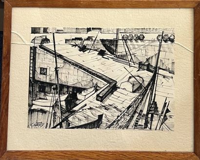 COLSON Guy (XX)
Marines et vues de port,
quatre...