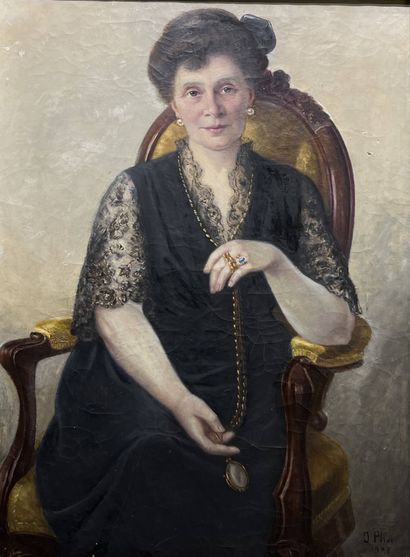 PLINE J. (XX)
Femme à la robe noire, 1927
Huile...