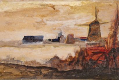 OUDOIRE Lyse (1938-1986)
Paysage au moulin
Huile...