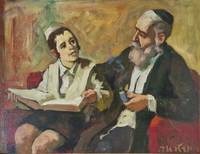ADLER Adolphe, 1917-1996,
Torah study,
oil...