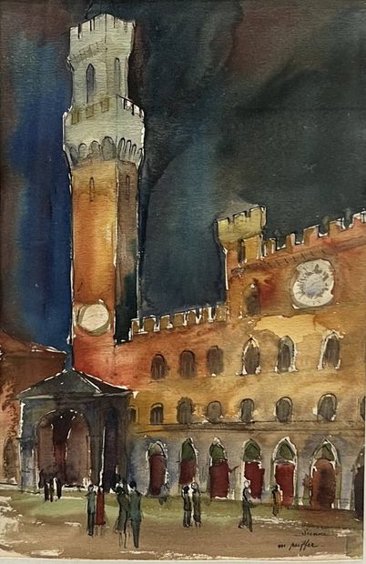 PEIFFER M., XXe siècle,
Sienne,
aquarelle...