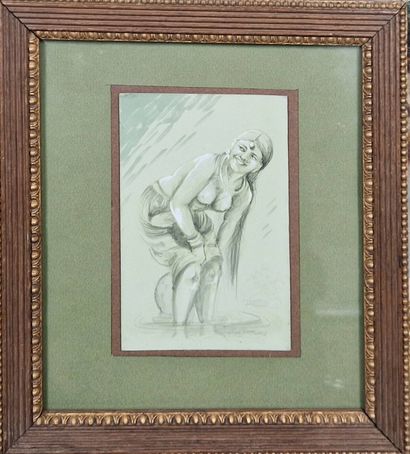 ANIL SHARMA, XXe siècle, 
Femme à la rivière,...