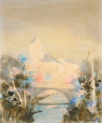 LE COULTRE Marc, né en 1946,
Le pont,
huile...