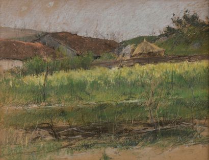 LHERMITTE Léon Augustin, 1844-1925,
Chaumières...