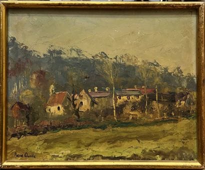 OUALLE Pierre (XX)
Le hameau,
huile sur carton,...