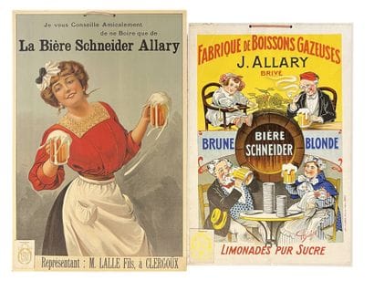 Bière SCHNEIDER ALLARY. 
Deux cartons publicitaires...