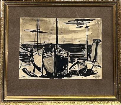COLSON Guy (XX)
Marines et vues de port,
quatre...