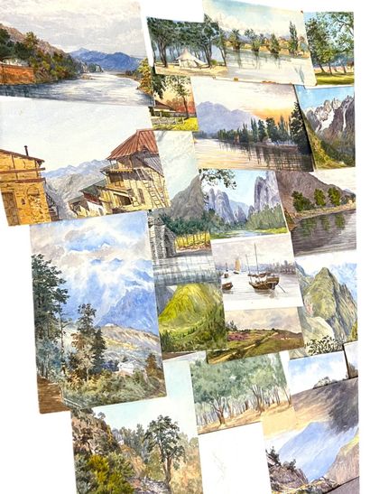 ANONYME fin XIX- début XX - Sophia 
Paysages...