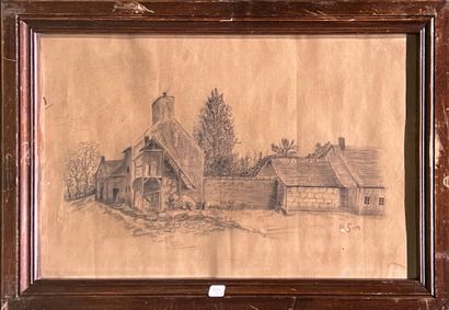 GIRARDET Jules, 
Ferme, 1913
Fusain sur papier...