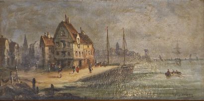 DUMONT E (XIX-XX)
Seaside in town
Oil on...