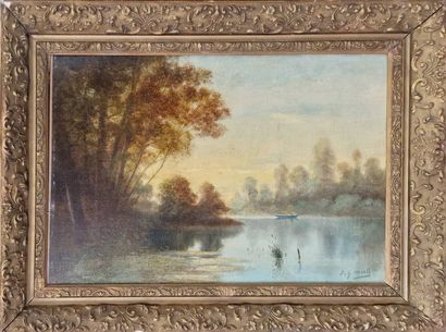 MERLE JH (XX)
Paysage lacustre - promeneuse...